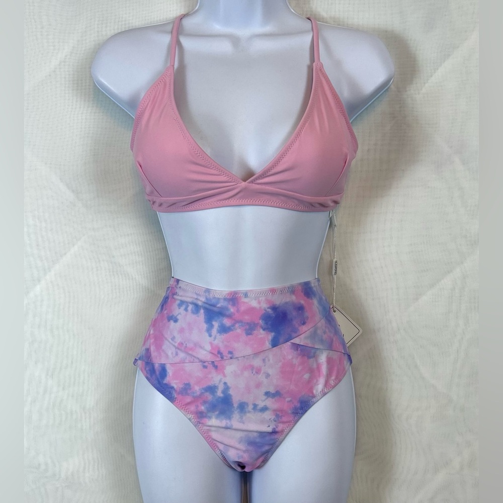 Women’s Colorful 2 Piece High Waist Bikini Swimsuit / Large